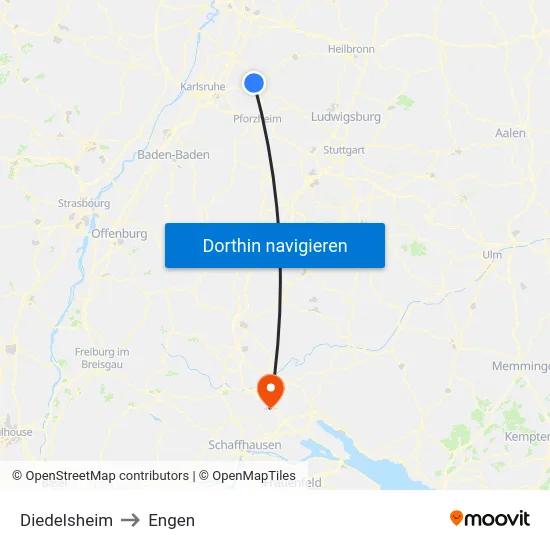 Diedelsheim to Engen map
