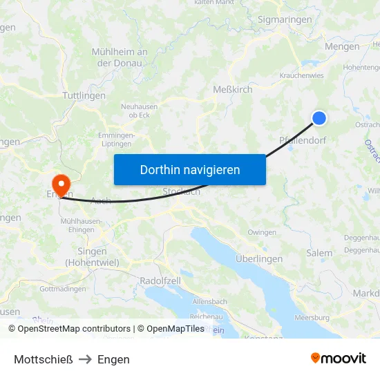 Mottschieß to Engen map