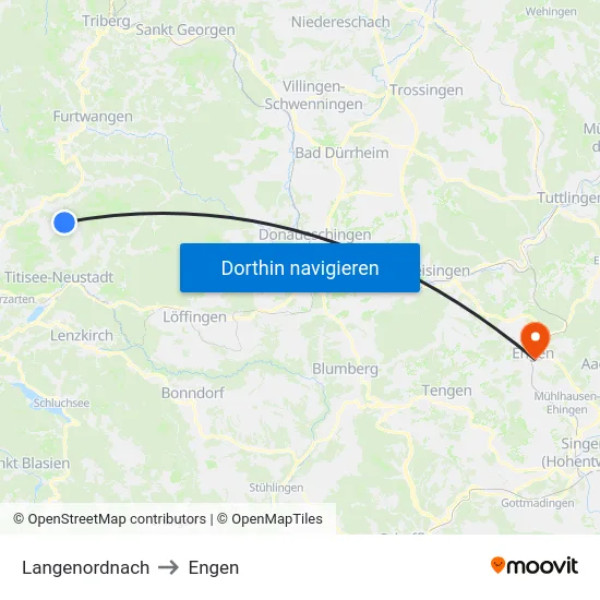 Langenordnach to Engen map