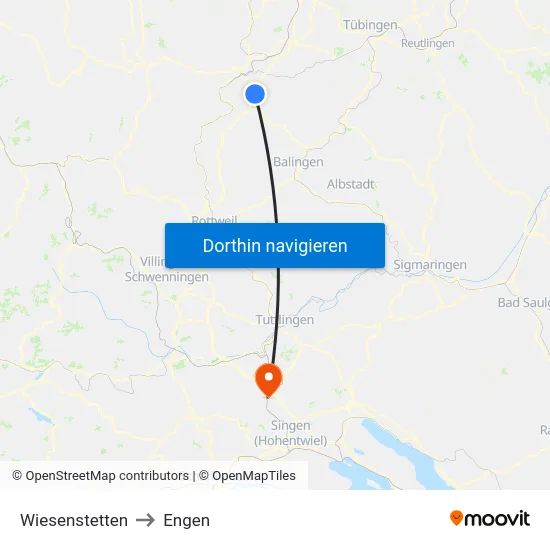 Wiesenstetten to Engen map