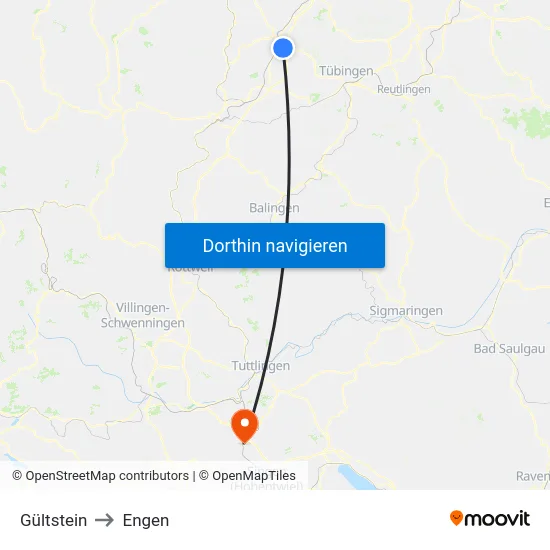 Gültstein to Engen map