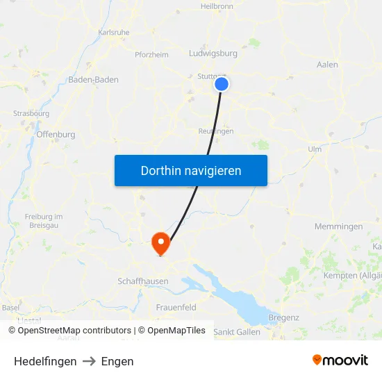 Hedelfingen to Engen map