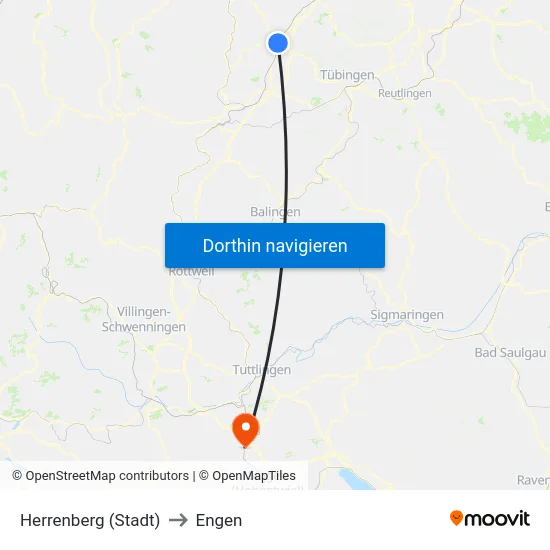 Herrenberg (Stadt) to Engen map