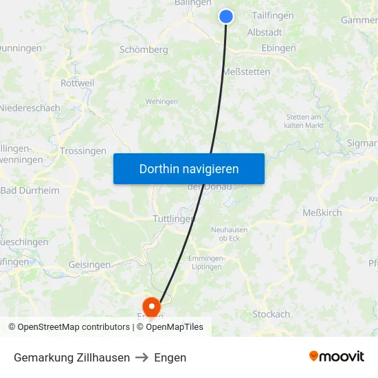 Gemarkung Zillhausen to Engen map