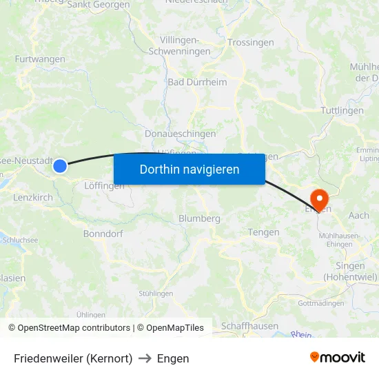 Friedenweiler (Kernort) to Engen map