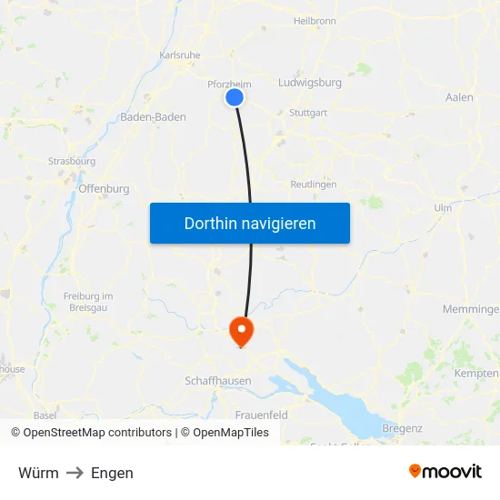 Würm to Engen map