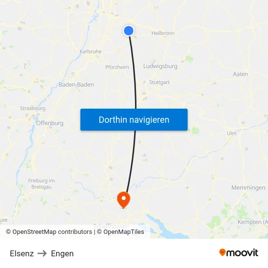 Elsenz to Engen map
