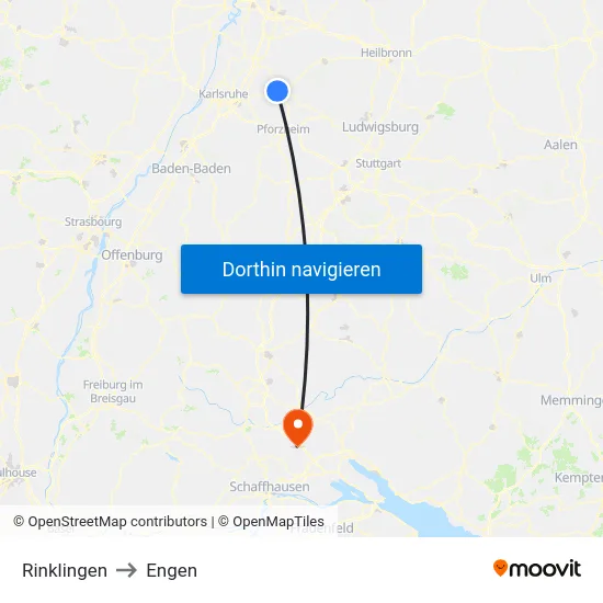 Rinklingen to Engen map