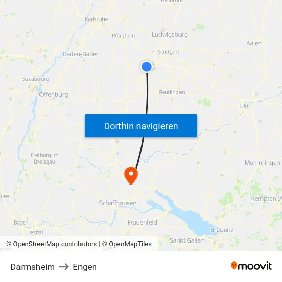 Darmsheim to Engen map