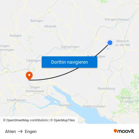 Ahlen to Engen map