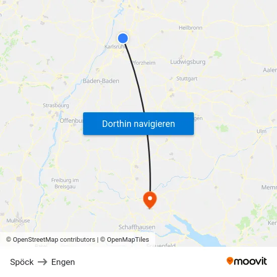 Spöck to Engen map