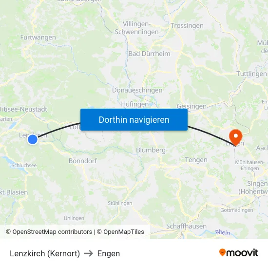 Lenzkirch (Kernort) to Engen map