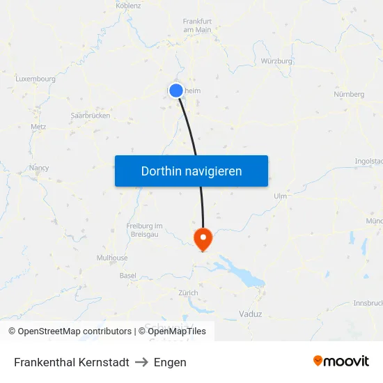 Frankenthal Kernstadt to Engen map