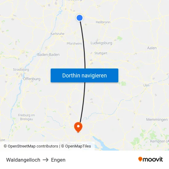 Waldangelloch to Engen map