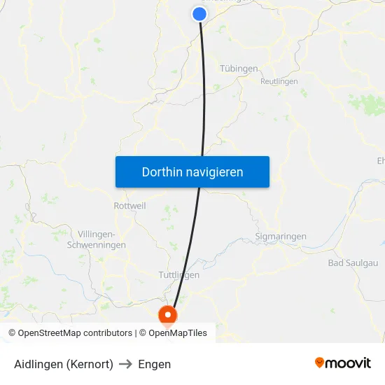 Aidlingen (Kernort) to Engen map