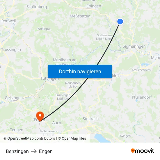 Benzingen to Engen map