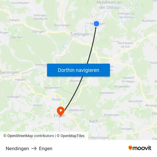 Nendingen to Engen map