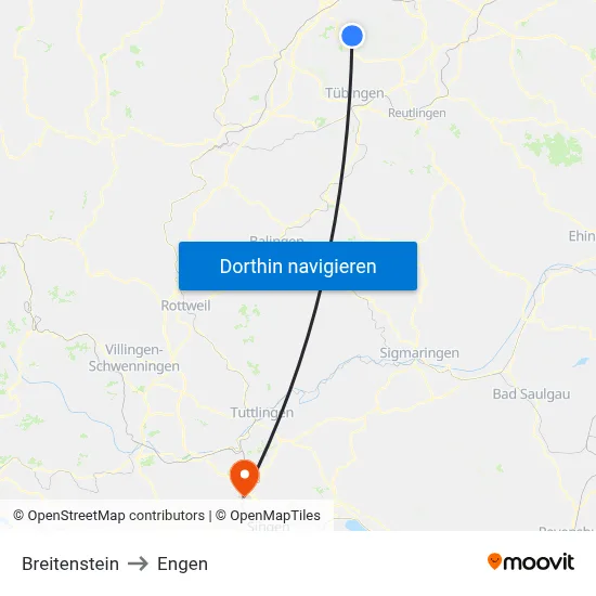 Breitenstein to Engen map