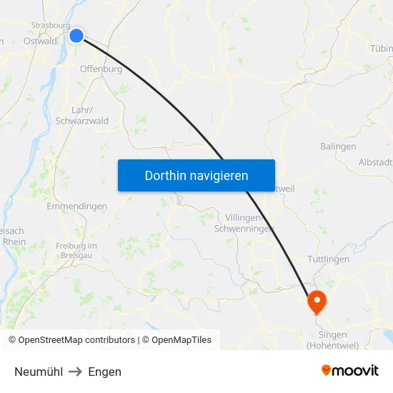 Neumühl to Engen map