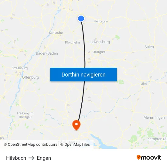 Hilsbach to Engen map