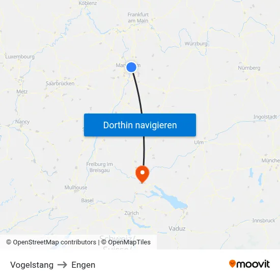 Vogelstang to Engen map