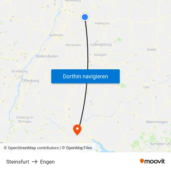 Steinsfurt to Engen map