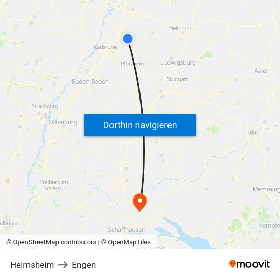 Helmsheim to Engen map