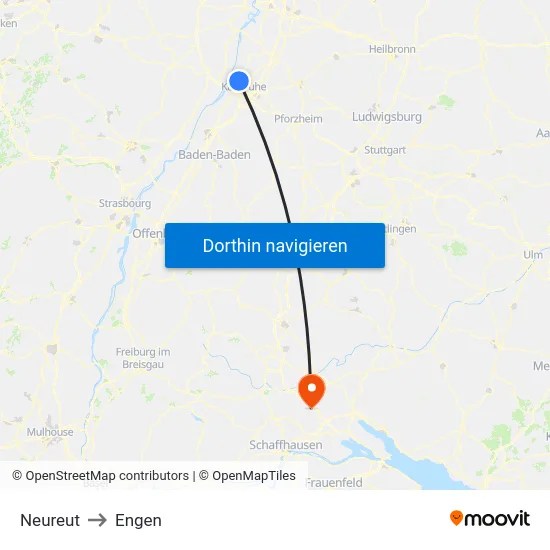 Neureut to Engen map