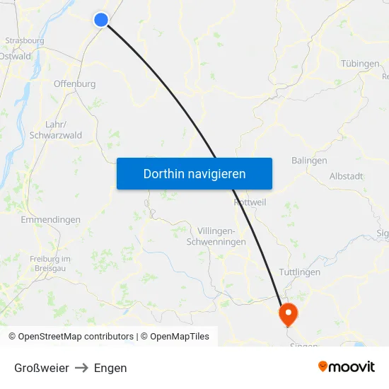 Großweier to Engen map