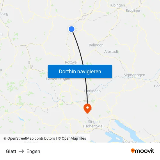 Glatt to Engen map