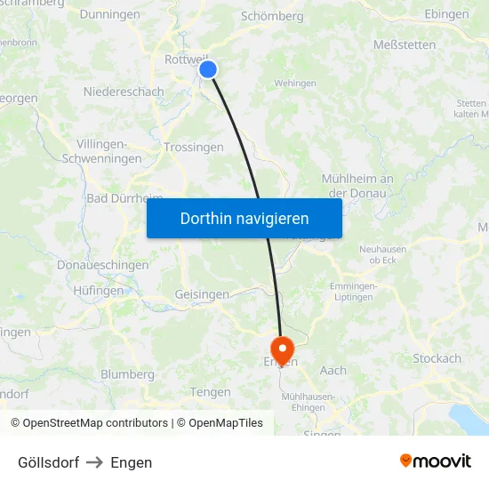 Göllsdorf to Engen map