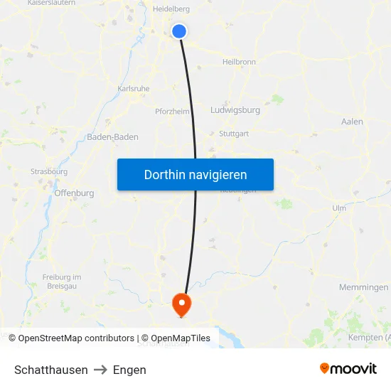 Schatthausen to Engen map