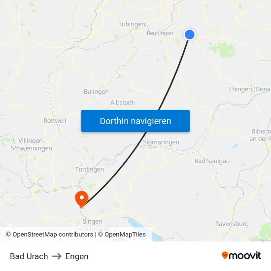 Bad Urach to Engen map