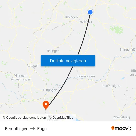 Bempflingen to Engen map