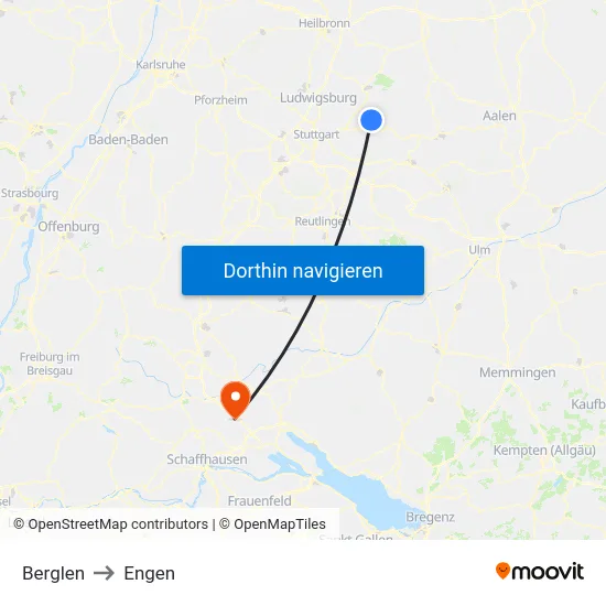 Berglen to Engen map