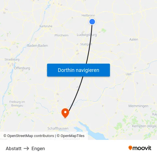 Abstatt to Engen map
