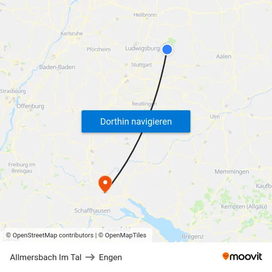 Allmersbach Im Tal to Engen map
