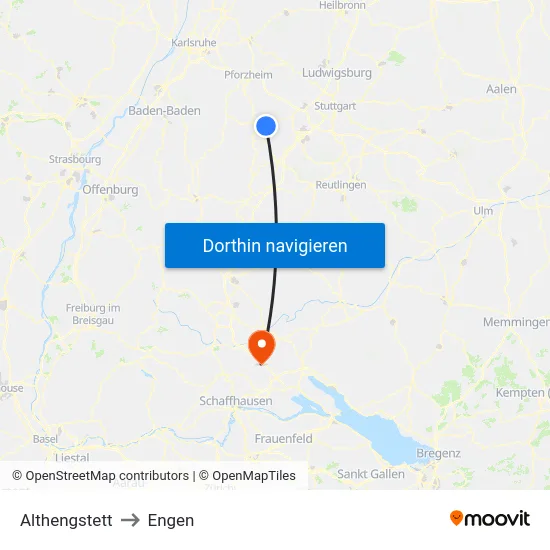 Althengstett to Engen map