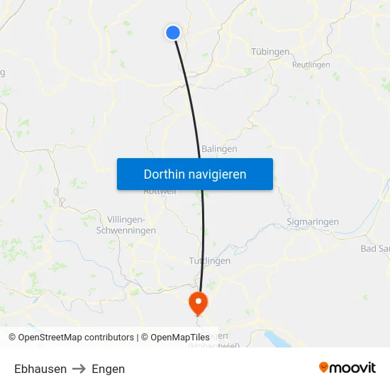 Ebhausen to Engen map
