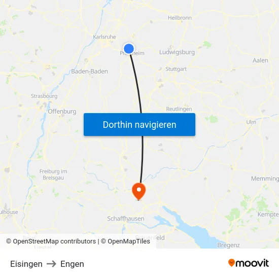Eisingen to Engen map