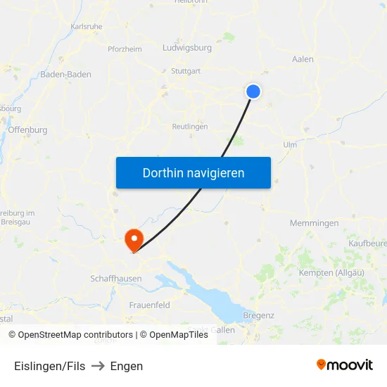 Eislingen/Fils to Engen map