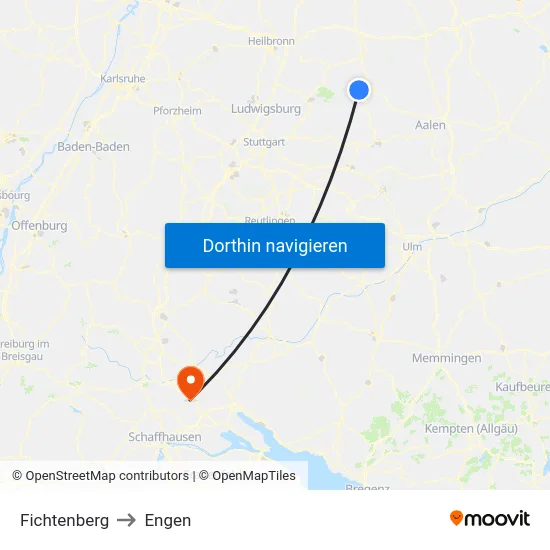 Fichtenberg to Engen map