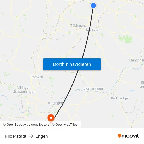 Filderstadt to Engen map