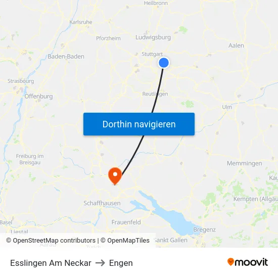 Esslingen Am Neckar to Engen map