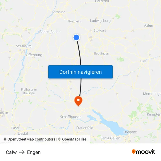 Calw to Engen map