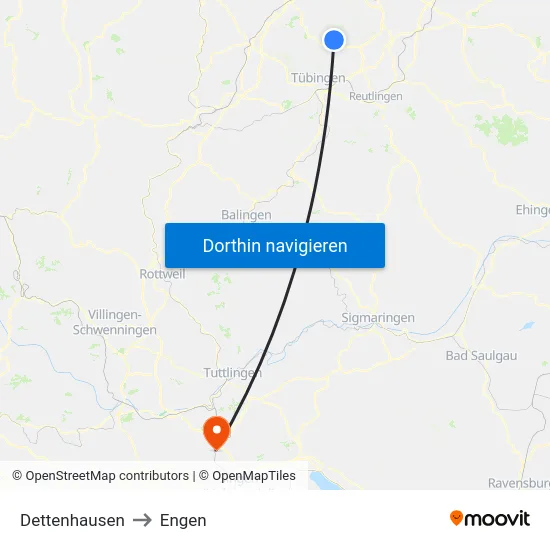 Dettenhausen to Engen map