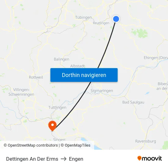 Dettingen An Der Erms to Engen map