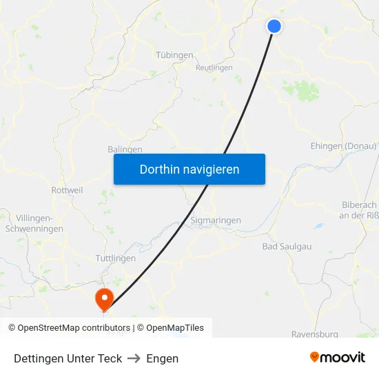 Dettingen Unter Teck to Engen map