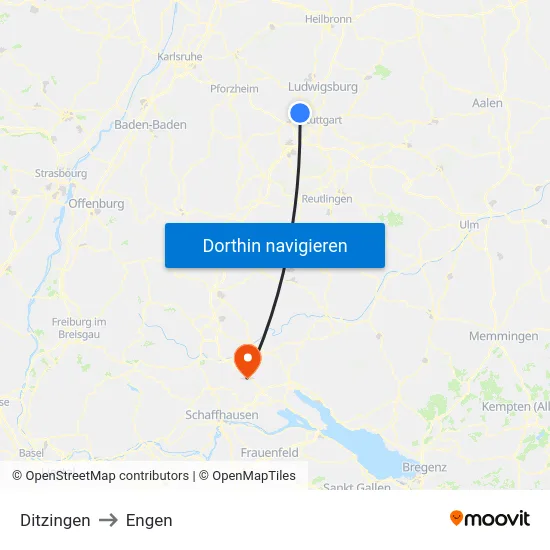Ditzingen to Engen map