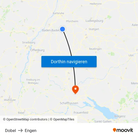 Dobel to Engen map